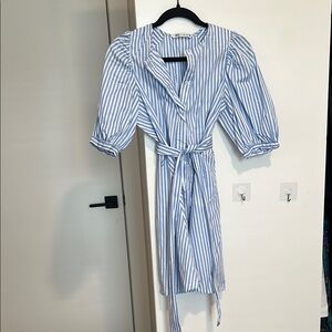 Zara Blue Puff Sleeve Shirt Dress